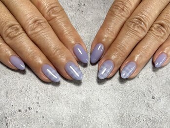 ネイルサロン北野坂/パープル×チェックネイル