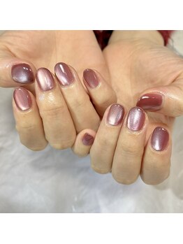 リファインネイル(refinenail)/くすみピンクマグネットネイル