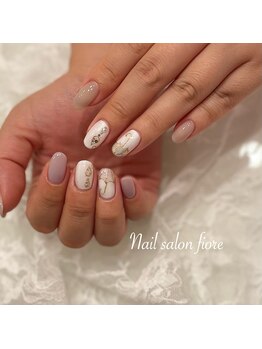 パープル&グレー オフィスネイル