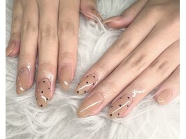 クリアベージュ/ドットネイル