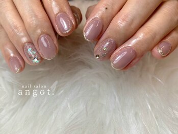 アンガット(angot.)/秋色細ラメフレンチネイル
