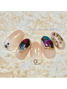 ネイルサロン クイル(QUILL)/１１月にじみアート（３）