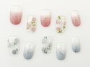 グラデーション×フラワーネイル