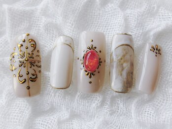 ネイリシャス(NAILICIOUS)/肌馴染み◎グレージュのアート