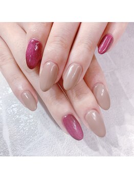 オーブ(AUBE)/ワンカラー×マグネットネイル