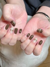 秋ミラーカラーネイル