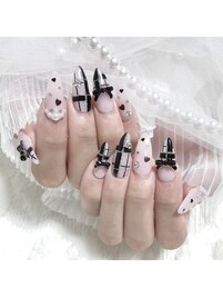 チェック×ハート♪韓国ネイル