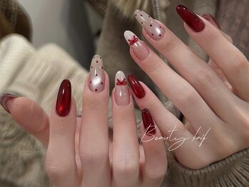 リボン/ボルドー/ドット