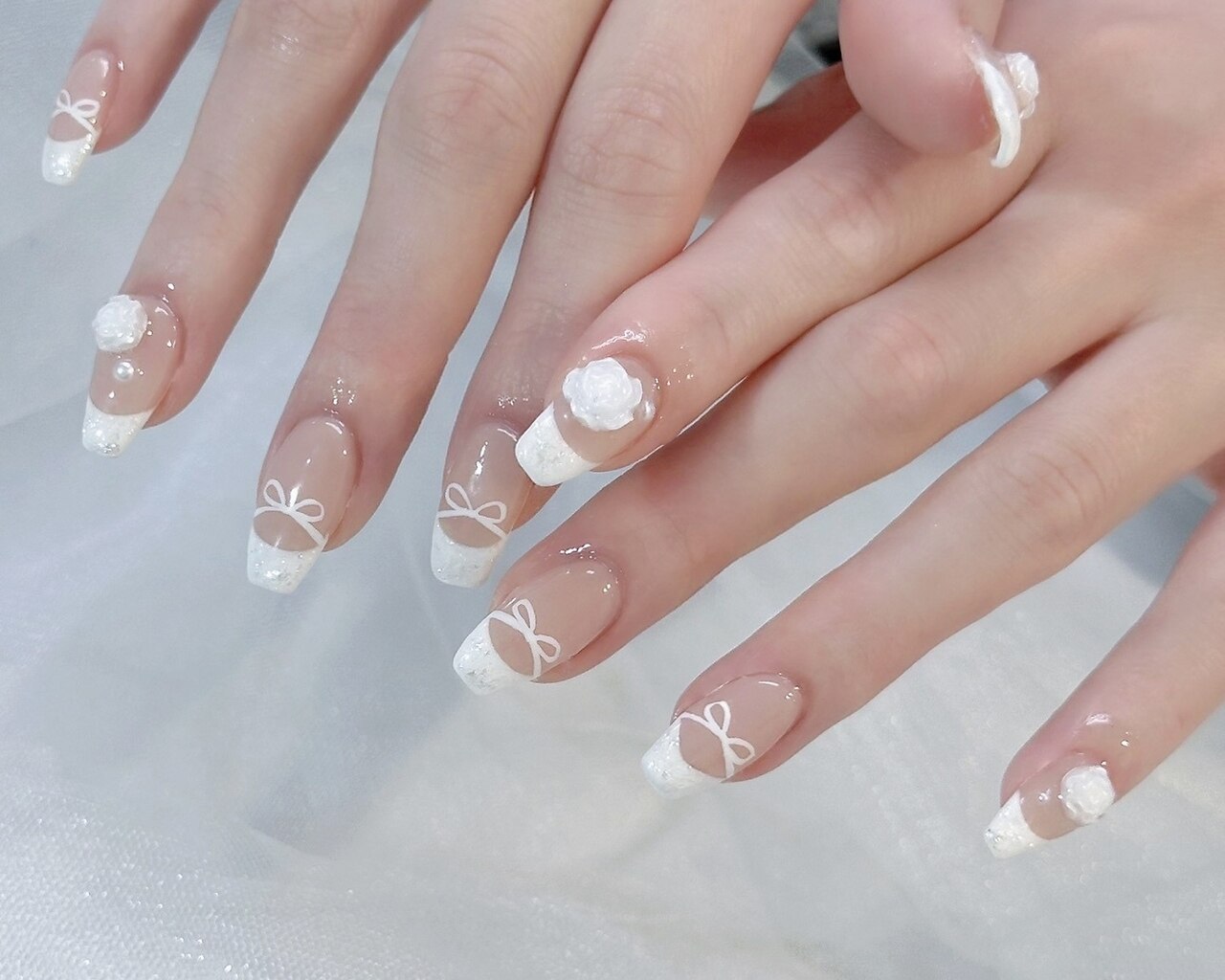 可愛いガーリーネイルチップ【ガーリーなバレエコアネイル