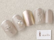 アイネイルズ 三宮店(I nails)/ブラウンフラワー￥7500