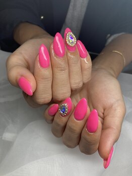 派手/ピンク/ショートネイル