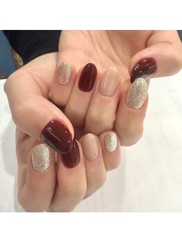 ハーティーネイル 自由が丘南口店(heartynail)/ワンカラー/ラメ/グリッター