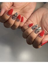 レッシュネイル サロンアンドスクール(RECH NAIL salon&school)/赤×レオパードネイル