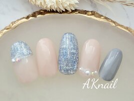 ブルーツイード／冬ネイル