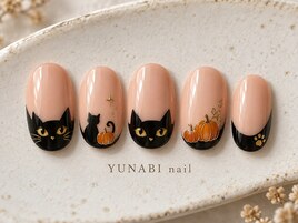 黒猫フレンチネイル