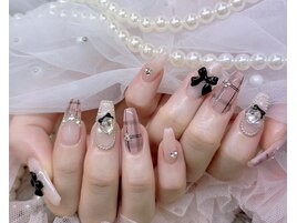 チェックネイル 秋ネイル リボン
