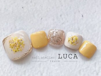ネイルアトリエルカ(nail atelier LUCA)/W-599 春色フットミモザネイル