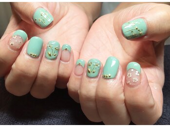 マニエネイル(mani e nail)/爽やかグリーン/ワイヤーart