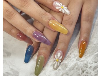 パーミル アイ アンド ネイル クマモト(permille ‰ eye&nail Kumamoto)/ぷっくりお花ネイル