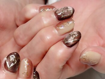 縦グラデとハートのニュアンス