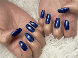 ブルー/ネイル/スクエアネイル