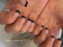 マリーネイルズ 心斎橋店(MARIE NAILS)/黒フレンチ ¥9,350(税込) 0529b