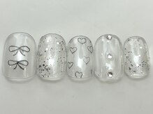 ネイルメゾン 天神店(NAIL MAISON)/落書きりぼん韓国シルバー¥4550