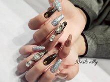 ネイルズアリー 立川店(Nails ally)/シルバーラメ×シロップ×ロング