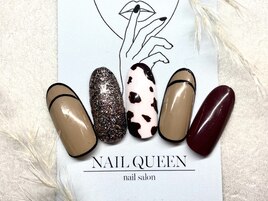 ブラウンカウ柄ネイル♪￥8800