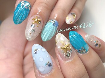 ネイルサロン キリグ(KILIG)/人魚の鱗と水滴アート