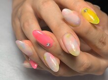 サロンドフォーエイチ(salon de 4H)/透け感のネオンマーブルネイル★