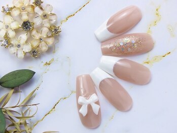 ネイルサロン ジェイ(Nail Salon J)/リボンホワイトフレンチネイル