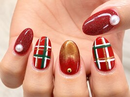 クリスマスチェックネイル