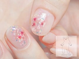 桜ネイル　押し花ネイル