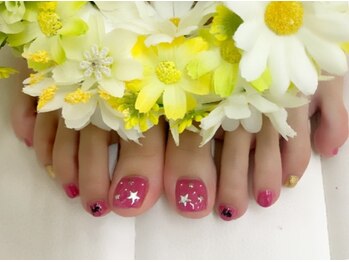 プルミエ ネイル(Premier Nail)/くすみピンク&星スタッズ