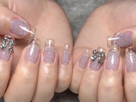 キラキラクリアフレンチネイル