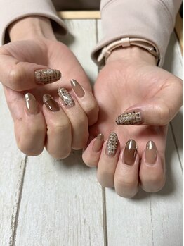 ネイルズビューティー(Nails Beauty)/ツィードデザイン×ミラーネイル