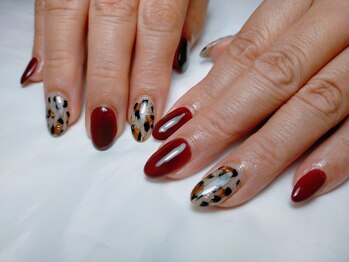 #ヒョウ柄ボルドー