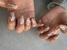 【hand】《他店オフ・ケア込》アート＋大小パーツし放題¥9500 