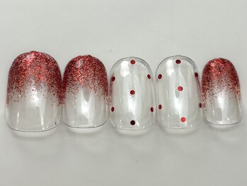 ネイルメゾン 天神店(NAIL MAISON)/赤ラメグラドッドクリア ¥4550