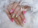 推しカラーのプルメリアネイル！