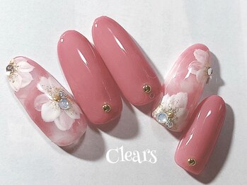 ビューティーネイルサロン クリアーズ(Clears)/くすみピンクフラワーネイル