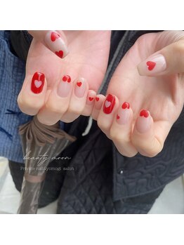 ビューティームーン(beauty moon)/ハートまみれバレンタインネイル