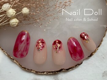 ネイルドール(Nail Doll)/ピンク×ベージュ