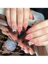 赤グラデリボンネイル