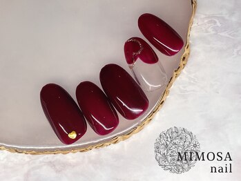 ミモザネイル(MIMOSA Nail)/ボルドー×ハート