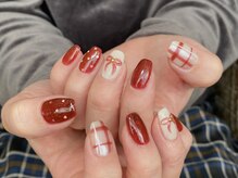 カーティシーネイルズ(curtisii NAILS)/リボン&チェックホリデーネイル
