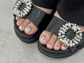 キラキラフットネイル