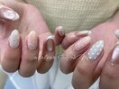 レース×ドット柄ネイル