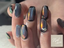 ネイルセッション(nail session)/ブラック×ブルーマグ×オーロラ